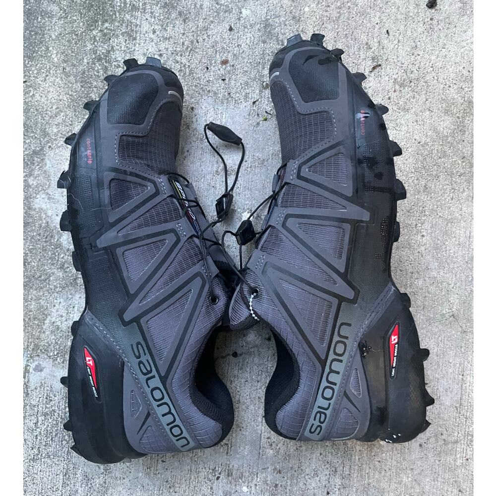 Salomon Mens Speedcross 4 Black Grey Trail Running Shoes Size 8.5 US